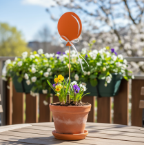 Artikel Bloemplugboeket decoratieve taarttopper ballon oranje 28cm 8 st