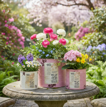 Artikel Bloempottenset voor balkon en tuin, decoratieve plantenbakken, vintage stijl, 15 cm, 3 stuks