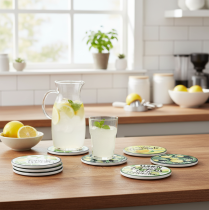 Artikel Citroen decoratieve keramische onderzetters rond assorti Ø10,5cm 6st