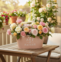 Artikel Ovale zinken bloempot, antieke roos, plantenbak, 27×18 cm, H12,5 cm