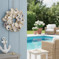 Artikel Decoratie met oesterschelpen, maritiem woonaccessoire, natuurlijke wanddecoratie, 12 cm