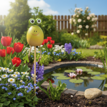 Artikel Tuinstekers in de vorm van kikkers voor het versieren van plantenpotten in de lente of zomer, 34 cm, 6 stuks