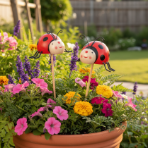 Artikel Tuinstekers in de vorm van lieveheersbeestjes, decoratie voor de lente en zomer, bloemversiering, 31 cm, 4 stuks