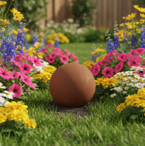 Artikel Roestkleurige bolvormige decoratie voor een rustieke tuin, 14 cm, 2 stuks