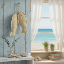 Artikel Nautische hangdecoratie, decoratieve vis om op te hangen, H32cm