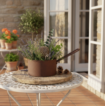 Artikel Metalen plantenpot, bloempot, roestkleurige schaal, decoratief item, Ø20cm H11cm