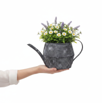 Artikel Vintage decoratieve metalen kan, zwart met groeven, 12,5 cm, retrostijl
