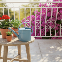 Artikel Decoratieve gieter/bloempot, blauw metaal, 28x13x17 cm, 1,25 liter, voor tuin of balkon.