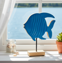 Artikel Houten visfiguurtje, maritieme decoratie, handgemaakte tafeldecoratie voor de woonkamer, 22 cm