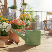 Artikel Decoratieve metalen gieter, retro pastelgroen met witte accenten, voor tuin, balkon en binnengebruik, 52,5 x 15 x 30 cm