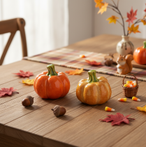 Artikel Decoratieve pompoenen voor herfsttafeldecoratie, 6 cm, 2 stuks