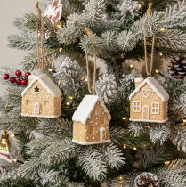 Artikel Keramische peperkoekhuisjes als hangdecoratie voor de winter en kerst, 6 cm, 3 stuks