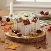 Artikel Decoratieve keramische miniatuurhuisjes set, tafeldecoratie, 9 cm, 3 stuks
