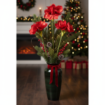 Artikel Kunstmatige amaryllisbloem, rood, lange steel, voor vaas en bloemstuk, 77 cm