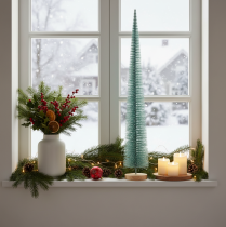 Artikel Kunstkerstboom, decoratieve boom, verfijnd ontwerp met houten voet, 80 cm