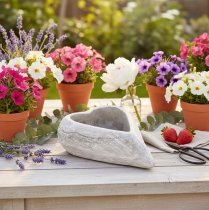 Artikel Decoratieve hartvormige schaal, grijs; kleine hartvormige plantenpot, 19 cm