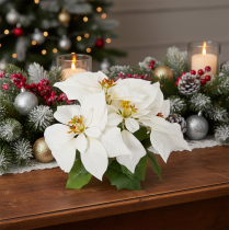 Artikel Kunstmatige kerstster, wit, grote bloem, decoratieve plant, 40 cm
