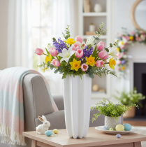 Artikel Bloemenvaas met ribbels, moderne decoratieve vaas, 38 cm