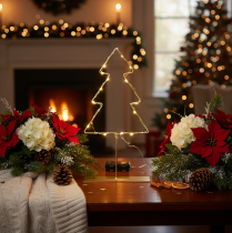 Artikel Silhouet van een kerstboom met 60 warmwitte LED's voor tafeldecoratie binnenshuis, 37 cm