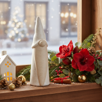 Artikel Decoratieve kabouterfiguur, licht keramiek, Scandinavische stijl, 18 cm, 3 stuks