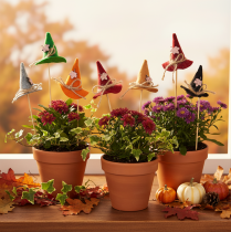 Artikel Decoratieve vilten heksenhoedjes als tafeldecoratie voor de herfst, 28 cm, 12 stuks