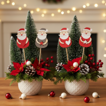 Artikel Decoratieve kerstman-stekers voor bloemstukken en potplanten, 31 cm, 12 stuks