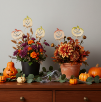 Artikel Decoratieve pompoen met gezicht, Halloweenversiering, 31 cm, 12 stuks