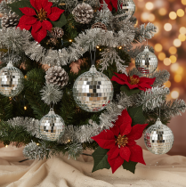 Artikel Kerstbaldecoratie, spiegelende bal om op te hangen, 7 cm, 6 stuks