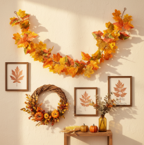 Artikel Kunstmatige esdoornkrans, herfstdecoratie, 165 cm