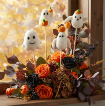 Artikel Spookfiguren op houten stokjes, Halloweenversiering, 54 cm, 8 stuks