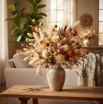 Artikel Boeket gedroogde Craspedia-bloemen, 55 cm, 20 stuks