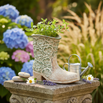 Artikel Bloempot cowboylaars plant schoen vintage bloemenpatroon 24cm