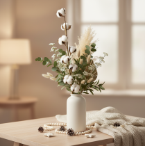 Artikel Kunstmatige katoentak met 8 echte bloemen, 78 cm