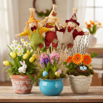 Artikel Decoratieve vogelverschrikkerfiguur op een stok voor knutselwerkjes en planten, 60 cm