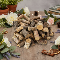 Artikel Decoratieve stukjes berkenhout met schors voor knutselprojecten, 3 cm, 300 g
