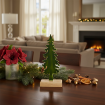 Artikel Decoratieve kerstboom op een houten standaard, 26 cm