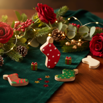Artikel Sokken met stippen, kersttafeldecoratie, 6 cm, 8 stuks