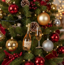 Artikel Kerstboomversiering set, champagneglas en champagnefles, kerstdecoratie, 14 cm, 2 stuks