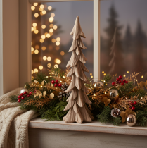 Artikel Kleine, met kunstsneeuw bedekte decoratieve kerstboom, tafeldecoratie, 44 cm