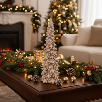 Artikel Decoratieve, met kunstsneeuw bedekte kerstboom voor winterdecoratie, 34 cm