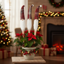 Artikel Kerstelf decoratieve stokjes, Kerstman met vilten muts, 58 cm, 6 stuks