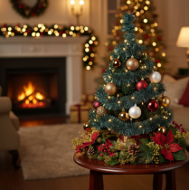 Artikel Kerstslinger van lametta met 60 ledlampjes en timer, voor buiten, 3 meter