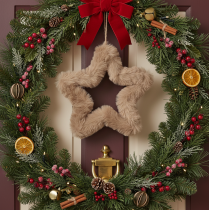 Artikel Hangende decoratieve ster van imitatiebont, 21 cm, 4 stuks