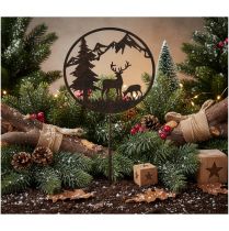 Artikel Decoratieve paal, bosdieren, hert en dennenboom, 100 cm