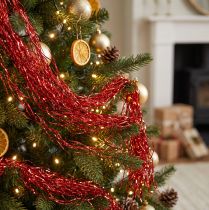 Artikel Kerstboomdecoratie Kerstmis, golvend klatergoud rood glinsterend 50cm