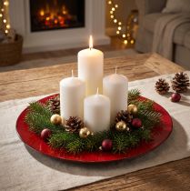 Artikel Decoratief bord rood/zwart Ø22cm