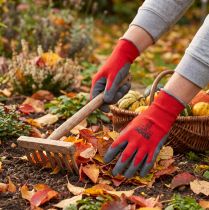 Artikel Kixx nylon tuinhandschoenen maat 11 rood, grijs