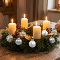 Artikel Mini kerstballen wit, zilver echt glas Ø3cm 9 st