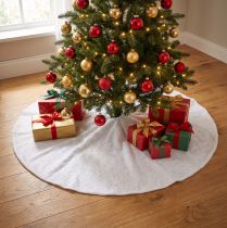 Artikel Kerstboomhoes Kerstboomhoes wit glitter Ø100cm