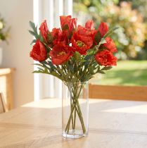 Artikel Klaproos Decoratie Klaproos Kunstmatig Rood 45cm Bos met 3 stuks